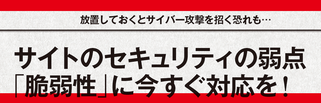 放置しておくとサイバー攻撃を招く恐れも・・・サイトのセキュリティの弱点「脆弱性」に今すぐ対応を！