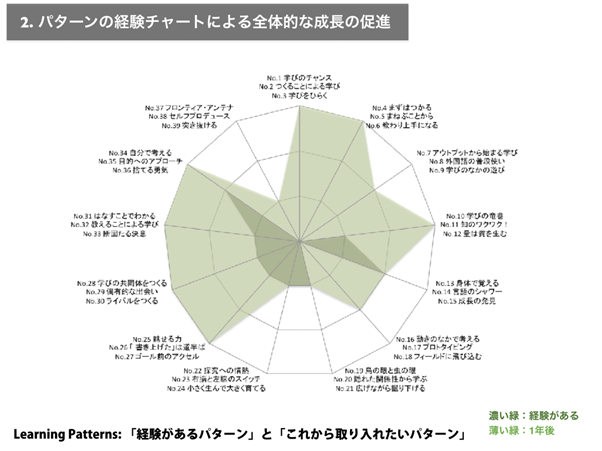 パターンの経験チャートによる全体的な成長の促進