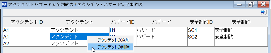 アクシデントの削除