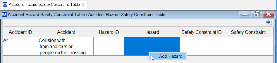 Add Hazard Menu