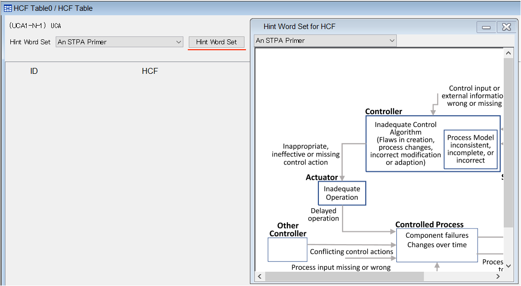 Hint Word Set for HCF dialog