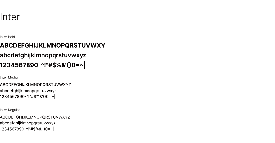 Typography sample of Inter, the recommended Latin typeface for the ODS brand, showing Bold, Medium, and Regular weights selected for readability and visual consistency with the brand identity.
