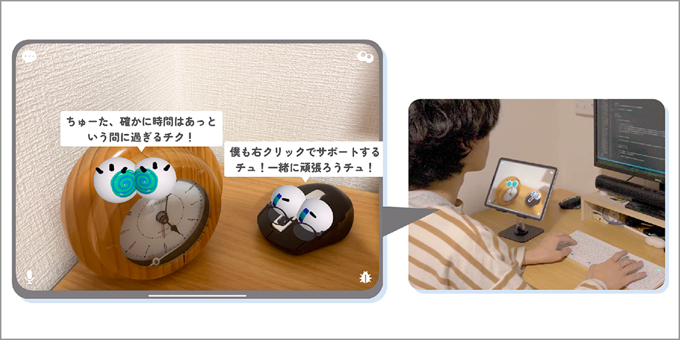 iPad版「MonokoScope」を、作業中にデスク上で使用している様子