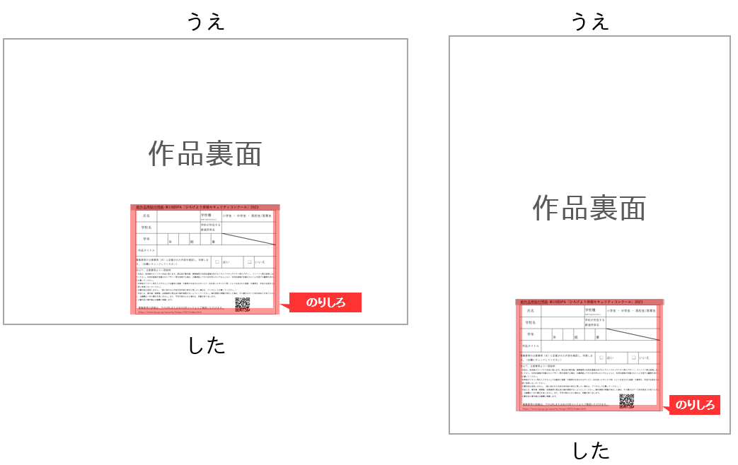 紙作品用貼付用紙の貼り付け位置の例1