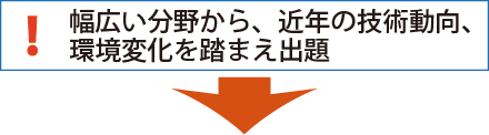 幅広い分野から、近年の技術動向や環境変化を踏まえた出題